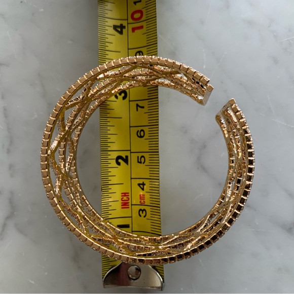 Brand new rhinestone cuff with gold tone metal - Picture 2 of 3